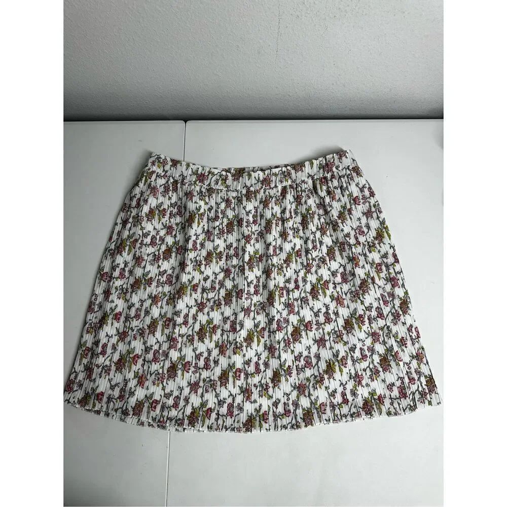LOFT  Bohemian Romantic Pleated Lined Skirt Floral Print Size L